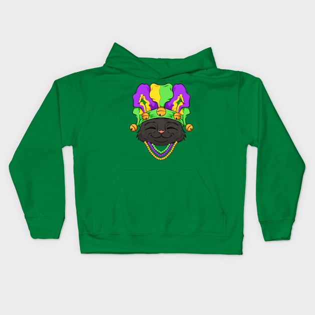 black cat mardi gras carnaval new orleans Kids Hoodie by the house of parodies